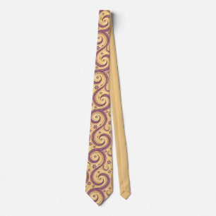 Corbata Elegante patrón de remolino vintage en oro y púrpu