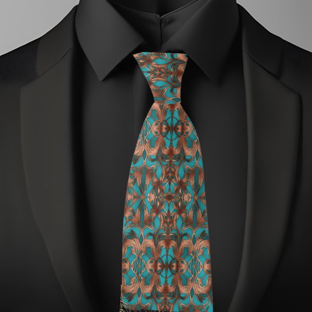 Corbata Elegante patrón de turquesa y cobre (Subido por el creador)
