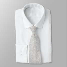 Corbata Elegante Patrón Elegante Blanco Gris Plateado