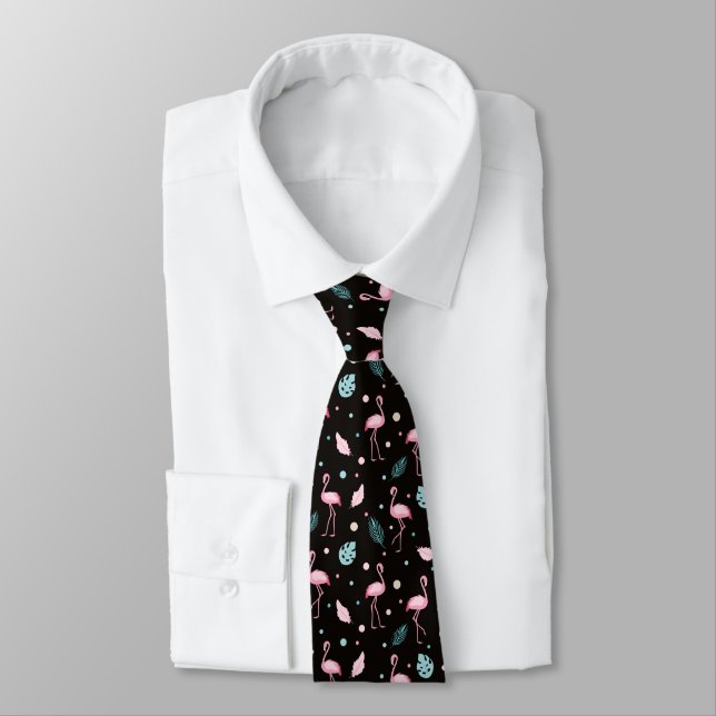 Corbata Elegante Patrón Exótico Del Flamingo Rosa (Atado)