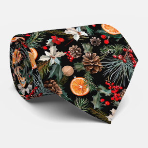 Corbata Elegante Patrón Festivo de Navidad Poinsettia