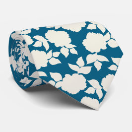 Corbata Elegante patrón floral azul y blanco del Océano