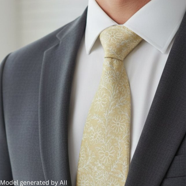Corbata Elegante patrón floral beige suave (Subido por el creador)