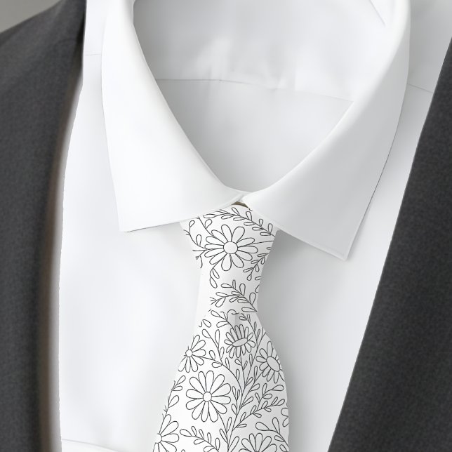 Corbata Elegante patrón floral blanco plateado (Subido por el creador)