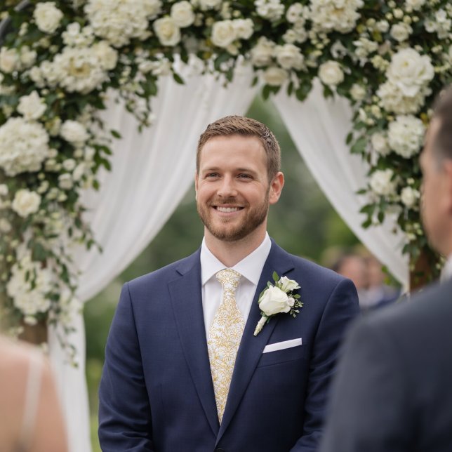 Corbata Elegante patrón floral de oro blanco (Subido por el creador)