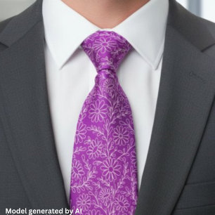 Corbata Elegante patrón floral de orquídea púrpura