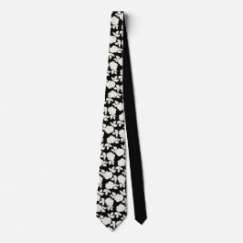 Corbata Elegante patrón floral en negro y blanco