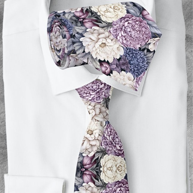 Corbata Elegante patrón floral moderno de lavanda azul (Subido por el creador)