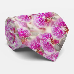 Corbata Elegante Patrón Floral Orquídea Rosa