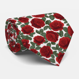 Corbata Elegante patrón floral sin costuras de rosa roja