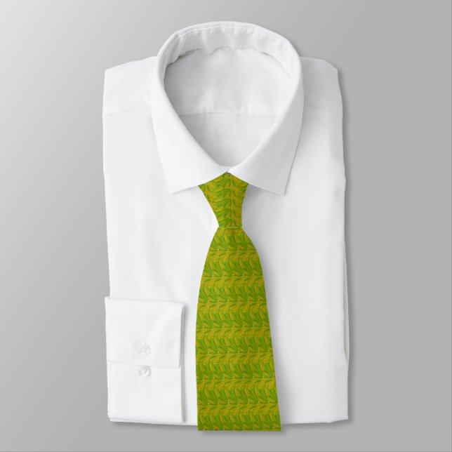 Corbata Elegante patrón floral verde chartreuse (Atado)