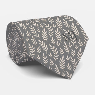 CORBATA ELEGANTE PATRÓN FOLIACIONAL DE HOJAS GRIS MONOGRAM