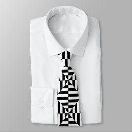 Corbata Elegante patrón geométrico en blanco y negro