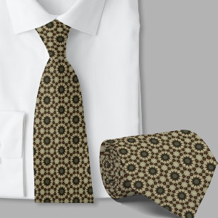Corbata Elegante patrón geométrico marrón y azul