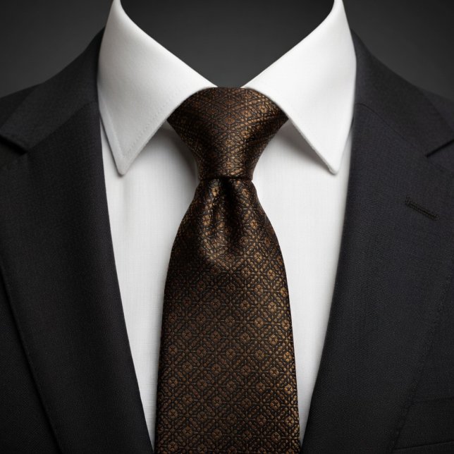 Corbata Elegante patrón marrón oscuro y dorado (Subido por el creador)