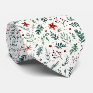 Corbata Elegante Patrón Navideño Blanco y Verde