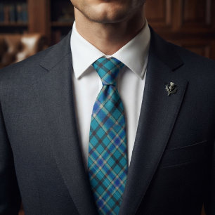 Corbata Elegante patrón simétrico verde azul
