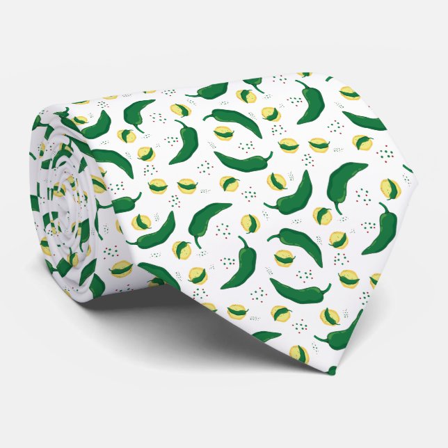 Corbata Elegante patrón verde de Chile (Enrollado)
