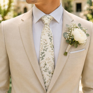 Corbata Elegante Peonía Blanca y Ranúnculo Botánico