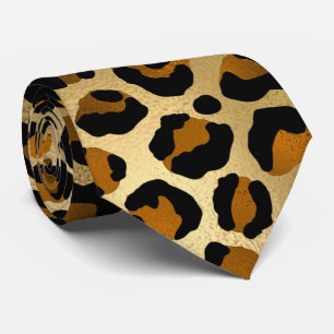 Corbata Elegante piel de animal de piel de leopardo negro
