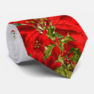 Corbata Elegante Poinsettia y festividades con copas de ni