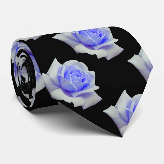 Corbata Elegante Polvo Azul Rosas Floral (Enrollado)