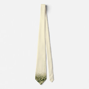 Corbata Elegante prado de flores silvestres en crema y ver