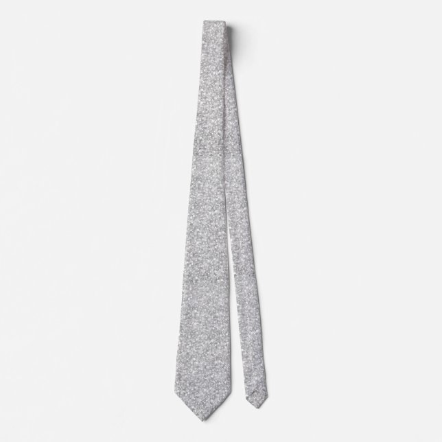 Corbata Elegante Purpurina gris claro y espárragos (Anverso)