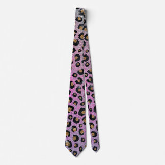 Corbata Elegante Purpurina rosa azul dorado Leopardo negro