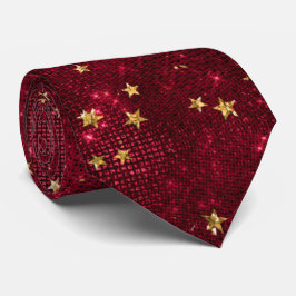 Corbata Elegante regalo de Estrella de Oro Rojo Maroon