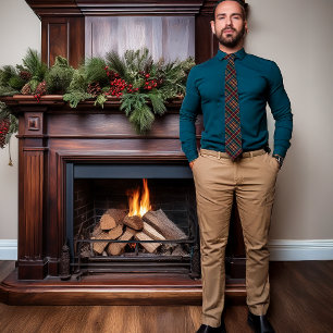 Corbata Elegante rico Dk Plaid Cranberry Azul festividad V