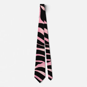 Corbata Elegante Rosa Purpurina de oro Zebra Black Animal 