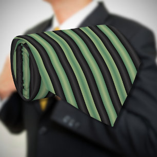 Corbata Elegante Sabor de Oliva Vintage Verde Negro 3D Str