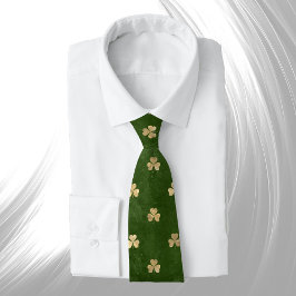 Corbata Elegante Shamrock de oro verde