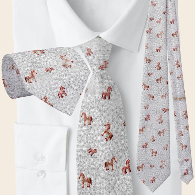 Corbata Elegante sueco Dala Horse Gray Red (Subido por el creador)
