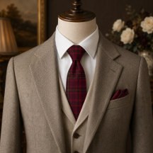 Elegante Tartán Burgundy