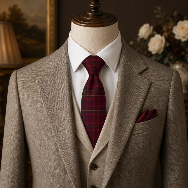 Corbata Elegante Tartán Burgundy (Subido por el creador)