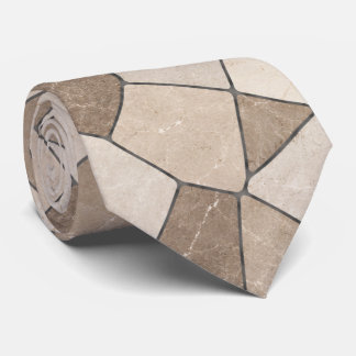 Corbata Elegante Taupe y Mármol de Arenisca Geométrico