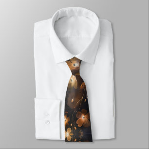 Corbata Elegante terra cotta de cobre dorado negro floral