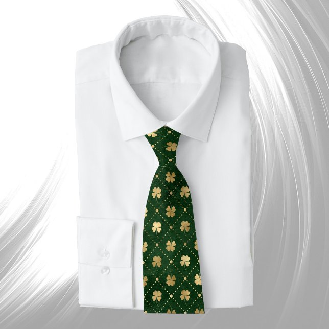 Corbata Elegante trébol de oro verde (Subido por el creador)
