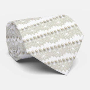 Corbata Elegante vintage perla marfil acento y reliquia