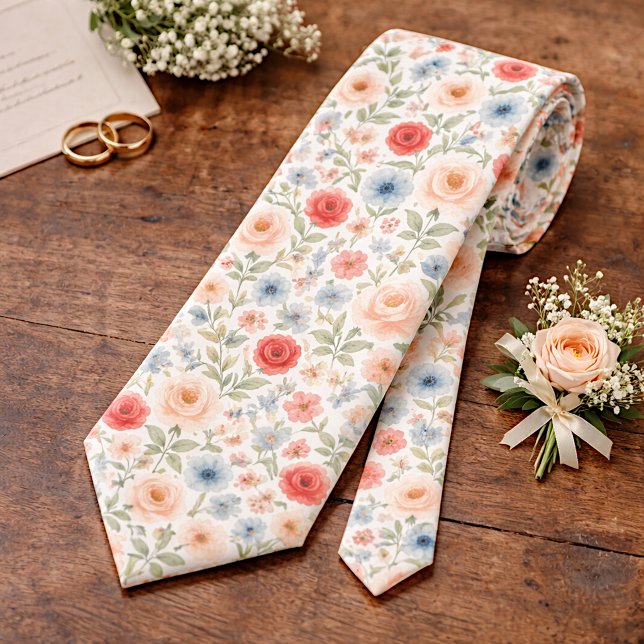 Corbata elegante y chic con arte floral pastel de  (Subido por el creador)