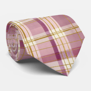 Corbata Elegante y clásico patrón de cuadros gingham rosa