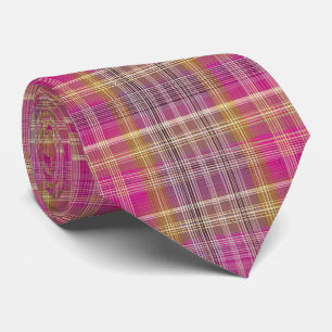 Corbata Elegante y clásico patrón de cuadros gingham rosa