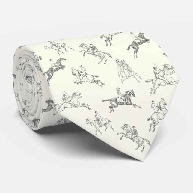 Corbata Elegante y elegante equitación de caballos blancos (Enrollado)