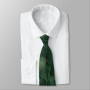 Corbata Elegante y lujoso patrón de Swirl Green y Gold