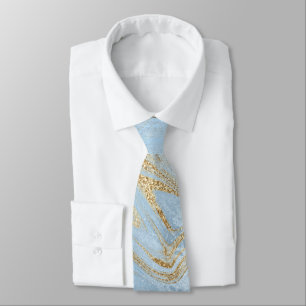 Corbata Elegante y moderno mármol dorado y azul y purpuri
