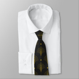 Corbata Elegantes abanicos Art Deco con festones en negro 