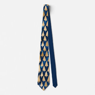 Corbata Elegantes árboles de Navidad con brillo dorado Fie