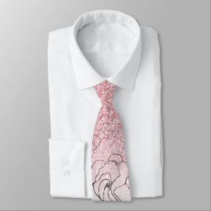 Corbata Elegantes Doodles Florales Imagen Purpurina de gra